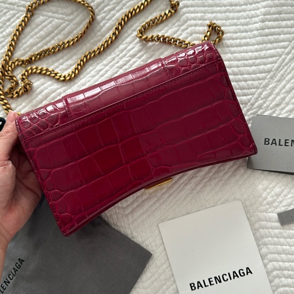 Balenciaga hourglass wallet on chain crocodile red handbag - Picture 4 of 12